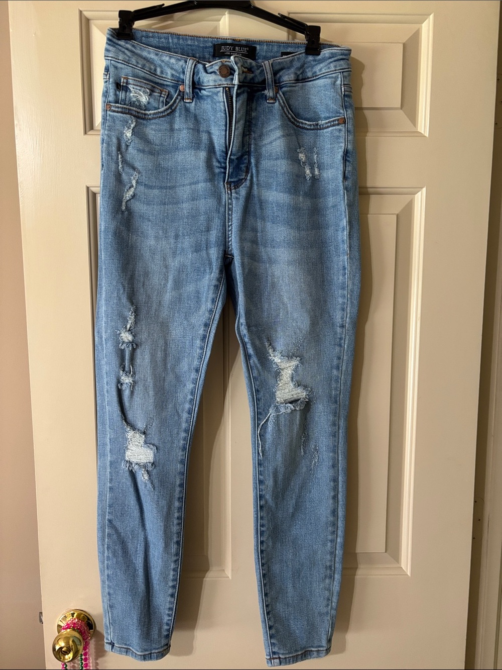Judy Blue Light Blue Distressed Skinny Jeans Tummy Control